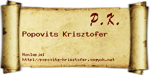 Popovits Krisztofer névjegykártya